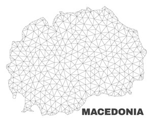 Abstract Macedonia map isolated on a white background. Triangular mesh model in black color of Macedonia map. Polygonal geographic scheme designed for political illustrations.