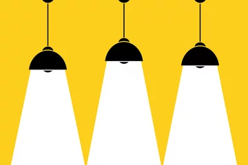 Foto op Plexiglas Three lamp bulbs on yellow background,part of moderm interior © naum