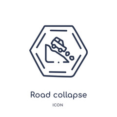 road collapse icon from signs outline collection. Thin line road collapse icon isolated on white background.