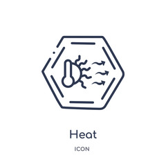 heat icon from signs outline collection. Thin line heat icon isolated on white background.