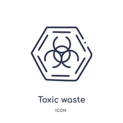 toxic waste icon from signs outline collection. Thin line toxic waste icon isolated on white background.