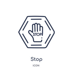 stop icon from signs outline collection. Thin line stop icon isolated on white background.