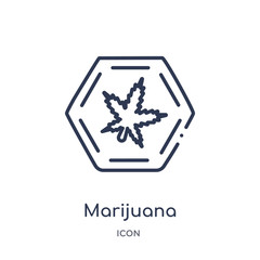 marijuana icon from signs outline collection. Thin line marijuana icon isolated on white background.