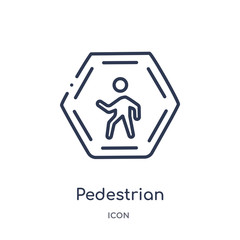 pedestrian icon from signs outline collection. Thin line pedestrian icon isolated on white background.