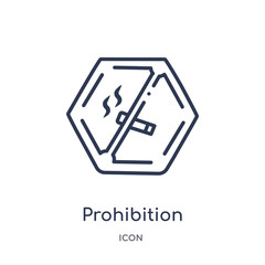 prohibition icon from signs outline collection. Thin line prohibition icon isolated on white background.