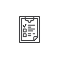 Fototapeta premium To do list paper clipboard line icon. linear style sign for mobile concept and web design. Checklist Document outline vector icon. Symbol, logo illustration. Pixel perfect vector graphics