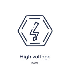 high voltage icon from signs outline collection. Thin line high voltage icon isolated on white background.