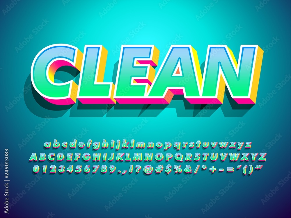 Poster vector of modern clean 3d gradient text effect with shadow and modern background compatible with illustrator 10 