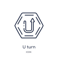 u turn icon from signs outline collection. Thin line u turn icon isolated on white background.