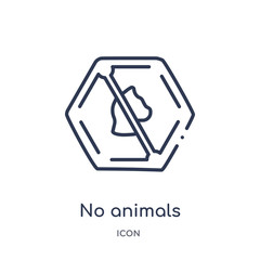 no animals icon from signs outline collection. Thin line no animals icon isolated on white background.