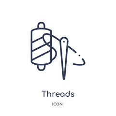 threads icon from sew outline collection. Thin line threads icon isolated on white background.
