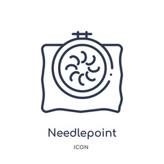 needlepoint icon from sew outline collection. Thin line needlepoint icon isolated on white background.