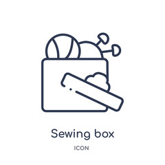 sewing box icon from sew outline collection. Thin line sewing box icon isolated on white background.