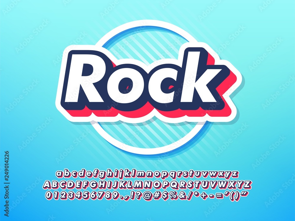 Poster simple cool youth sticker font effect with flat design style with multiple outline layered highlight