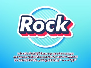 Simple cool youth sticker font effect with flat design style with multiple outline layered highlight and blue background compatible with illustrator 10 