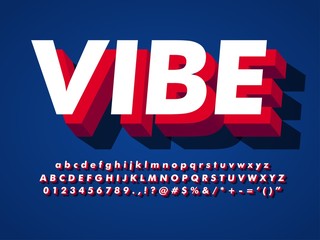 modern font, vibe 3d typeface effect with shadow, simple and cool poster title  compatible with illustrator 10 