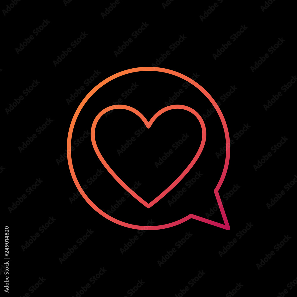 Poster heart in round speech bubble vector colorful outline icon. love message concept symbol in thin line 
