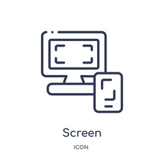 screen icon from search engine optimization outline collection. Thin line screen icon isolated on white background.