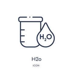 h2o icon from science outline collection. Thin line h2o icon isolated on white background.