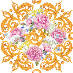 Golden baroque rich luxury pattern