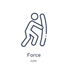force icon from science outline collection. Thin line force icon isolated on white background.