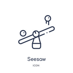 seesaw icon from science outline collection. Thin line seesaw icon isolated on white background.