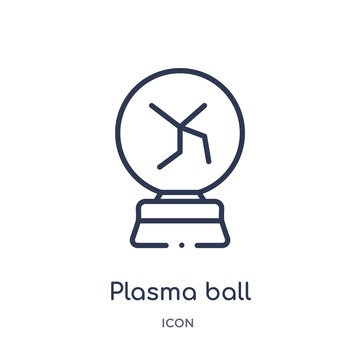 Plasma Ball Icon From Science Outline Collection. Thin Line Plasma Ball Icon Isolated On White Background.