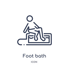 foot bath icon from sauna outline collection. Thin line foot bath icon isolated on white background.