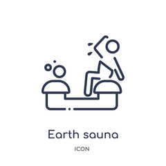 earth sauna icon from sauna outline collection. Thin line earth sauna icon isolated on white background.