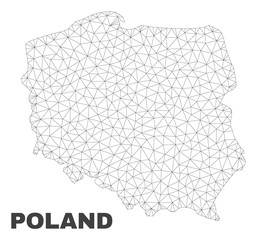 Abstract Poland map isolated on a white background. Triangular mesh model in black color of Poland map. Polygonal geographic scheme designed for political illustrations.