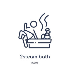 2steam bath icon from sauna outline collection. Thin line 2steam bath icon isolated on white background.