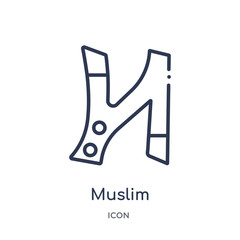muslim icon from religion outline collection. Thin line muslim icon isolated on white background.