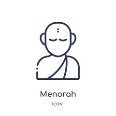 menorah icon from religion outline collection. Thin line menorah icon isolated on white background.