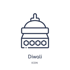 diwali icon from religion outline collection. Thin line diwali icon isolated on white background.