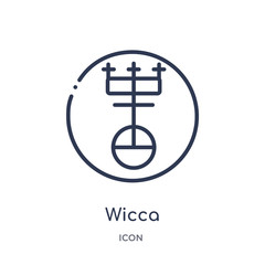 wicca icon from religion outline collection. Thin line wicca icon isolated on white background.