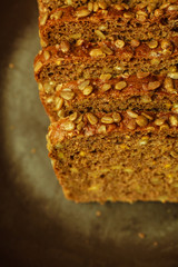 Detailed closeup of whole grain bread