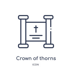 crown of thorns icon from religion outline collection. Thin line crown of thorns icon isolated on white background.