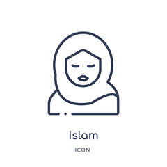 islam icon from religion outline collection. Thin line islam icon isolated on white background.
