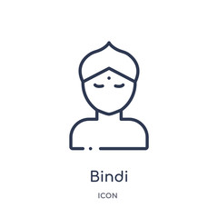 bindi icon from religion outline collection. Thin line bindi icon isolated on white background.