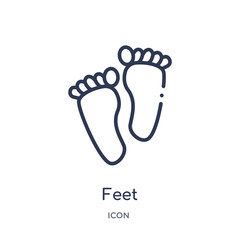 feet icon from religion outline collection. Thin line feet icon isolated on white background.
