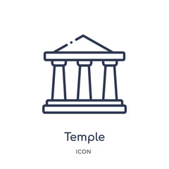 temple icon from religion outline collection. Thin line temple icon isolated on white background.