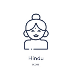 hindu icon from religion outline collection. Thin line hindu icon isolated on white background.
