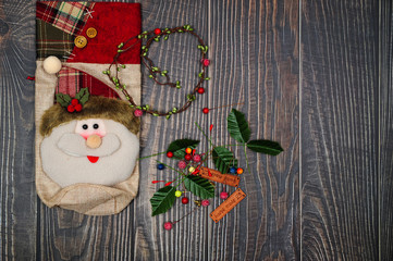 christmas background with fir branches and decorations