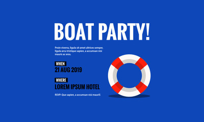 Boat Party Invitation Design with Where and When Details