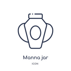 manna jar icon from religion outline collection. Thin line manna jar icon isolated on white background.