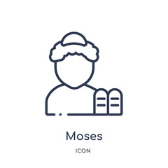 moses icon from religion outline collection. Thin line moses icon isolated on white background.