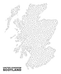 Abstract Scotland map isolated on a white background. Triangular mesh model in black color of Scotland map. Polygonal geographic scheme designed for political illustrations.