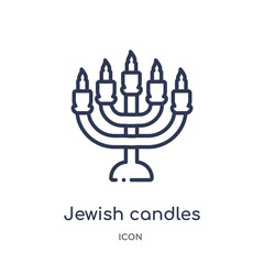 jewish candles icon from religion outline collection. Thin line jewish candles icon isolated on white background.