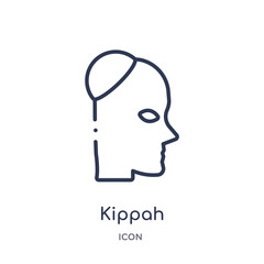 kippah icon from religion outline collection. Thin line kippah icon isolated on white background.