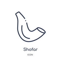 Obraz premium shofar icon from religion outline collection. Thin line shofar icon isolated on white background.
